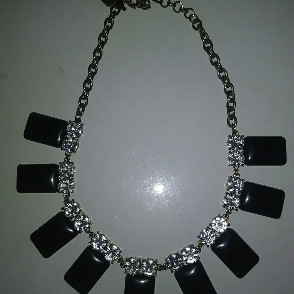 J. Crew Black Stone & Rhinestone Clasp necklace